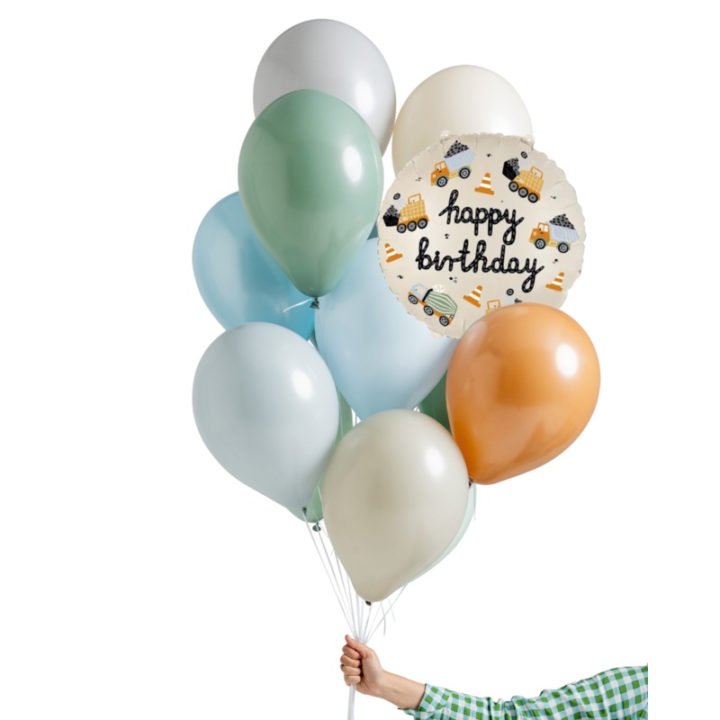 Kingston & Construction Happy Birthday Balloon Set Filled with Helium