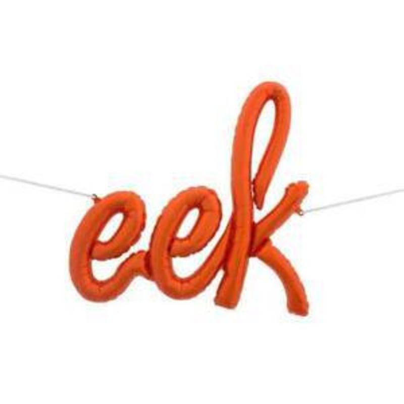 Orange Eek Script Air Filled Balloon Cursive