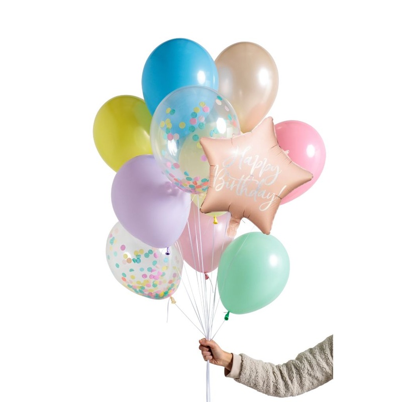 Pastel Rainbow Happy Birthday Set Filled with Helium