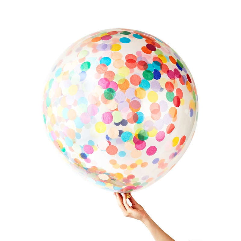 Rainbow Jumbo Confetti Balloon Filled with Helium