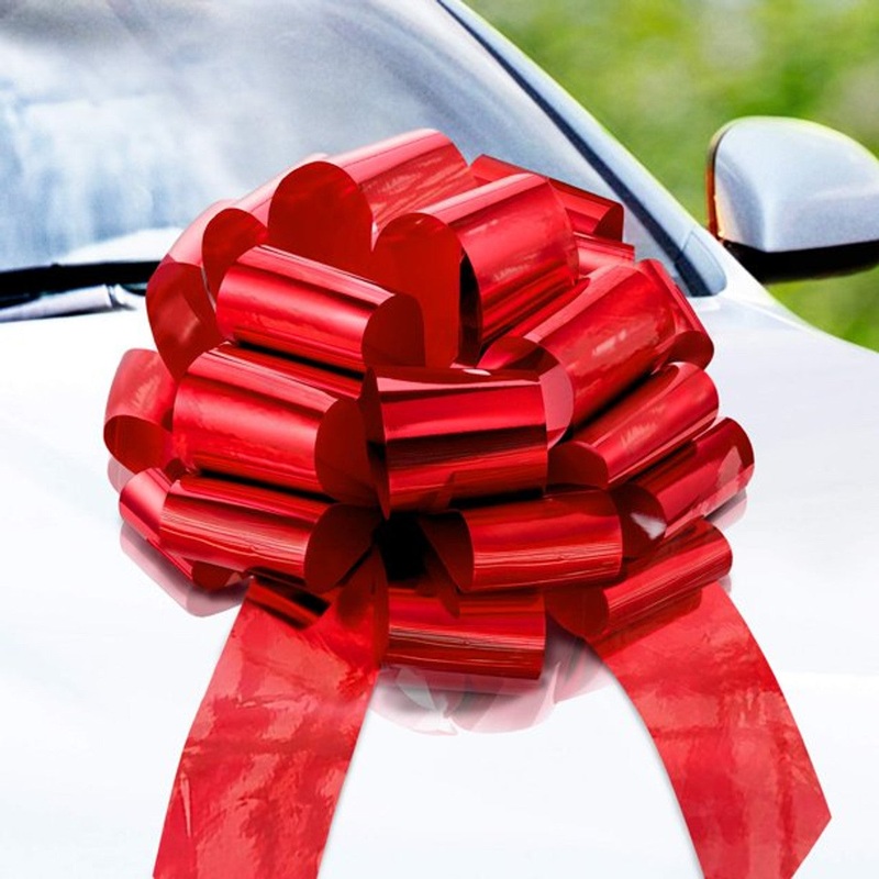 Red Foiled Giant Car Bow, 18"