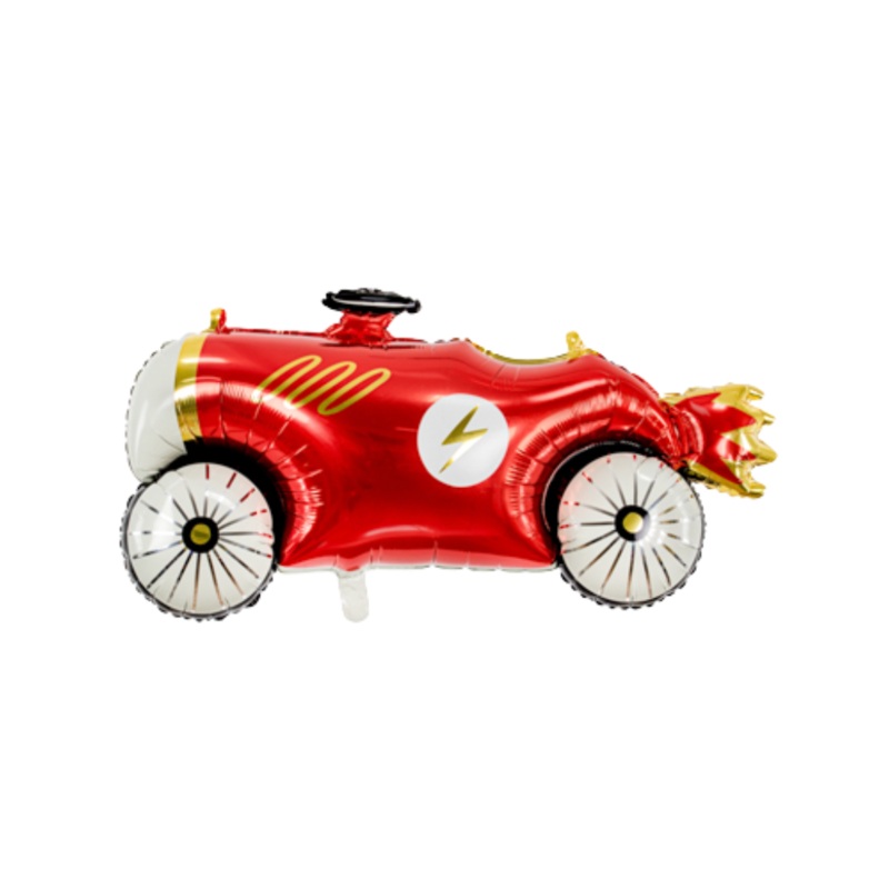 Red Vintage Race Car Foil Balloon Filled with Helium