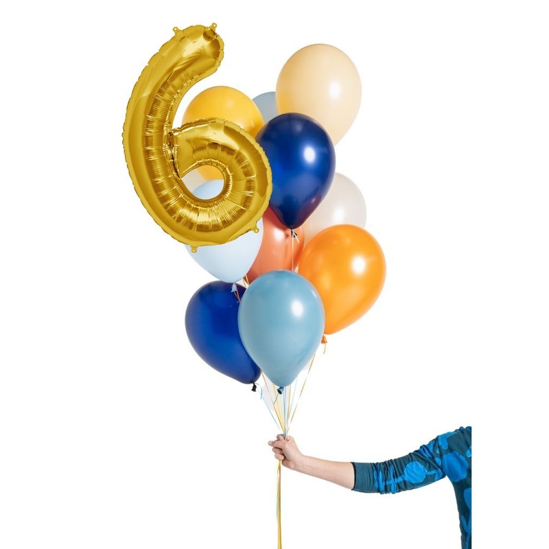 True Blue Balloon Set and Foil Number Filled with Helium