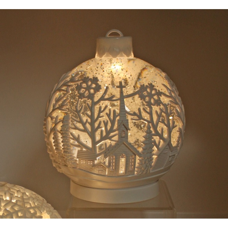 White Bauble Christmas LED Lantern