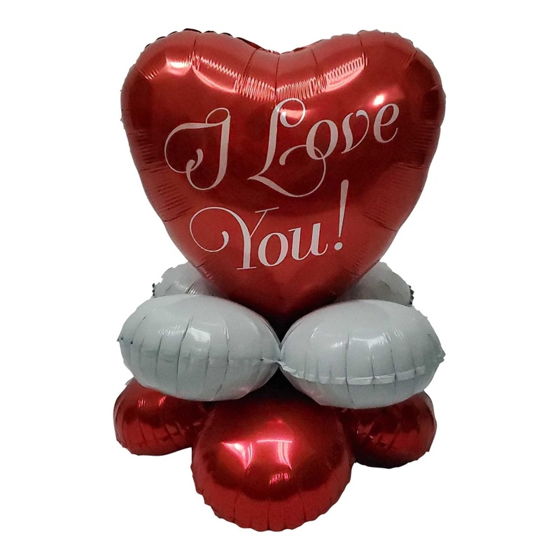 Air-filled Balloon Centerpiece - Valentine's Day, I Love You