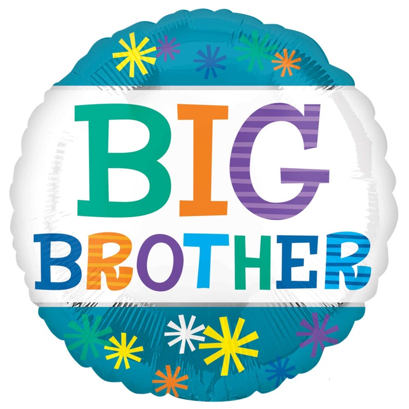 COLLECTION ONLY - 1 Big Brother Standard Foil Balloon Filled with Helium & Dressed with Ribbon & Weight