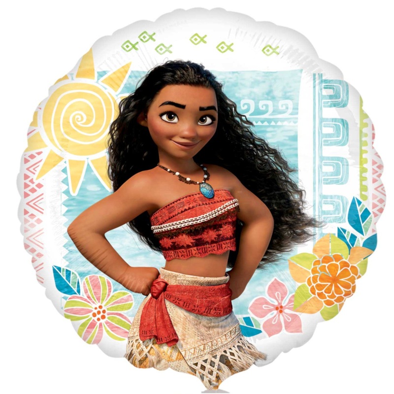 COLLECTION ONLY -  1 Moana Licensed Standard Foil Balloon Filled with Helium & Dressed with Ribbon & Weight