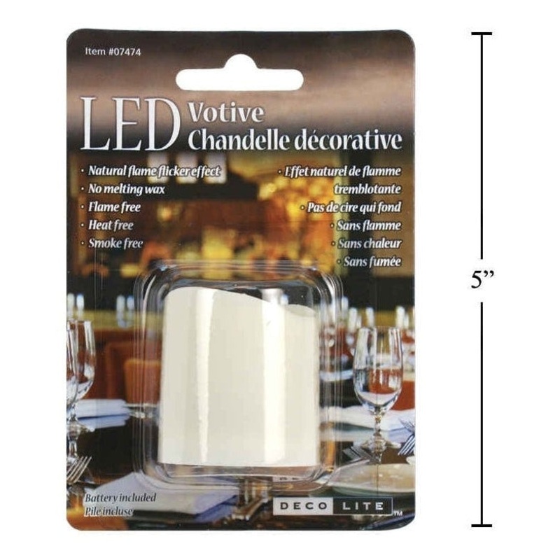 Decorative Lite LED Votive, White, B/c