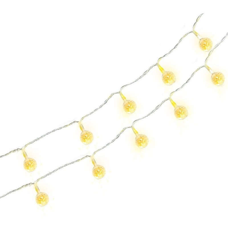 Mini Globes White Crackle Battery Operated Led String Lights