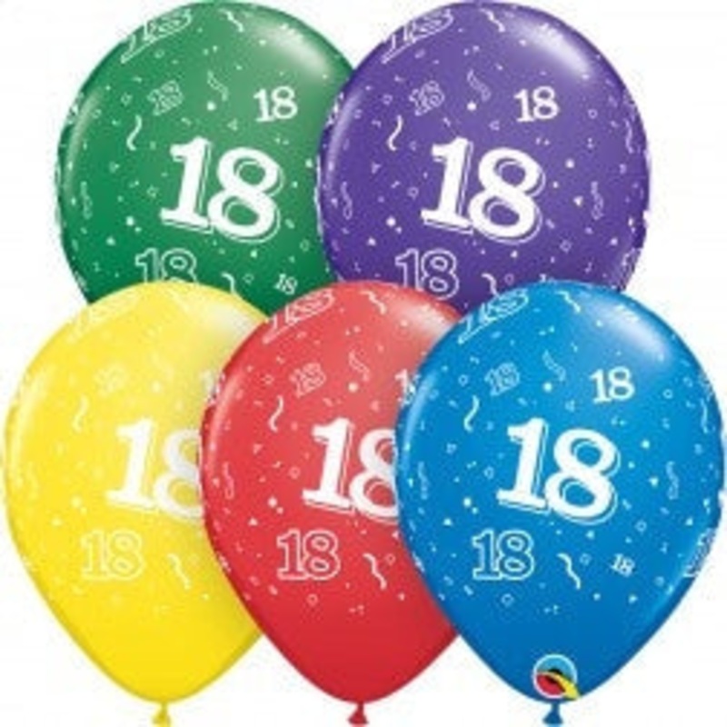 18th Birthday Latex Balloons (100 Per Package)