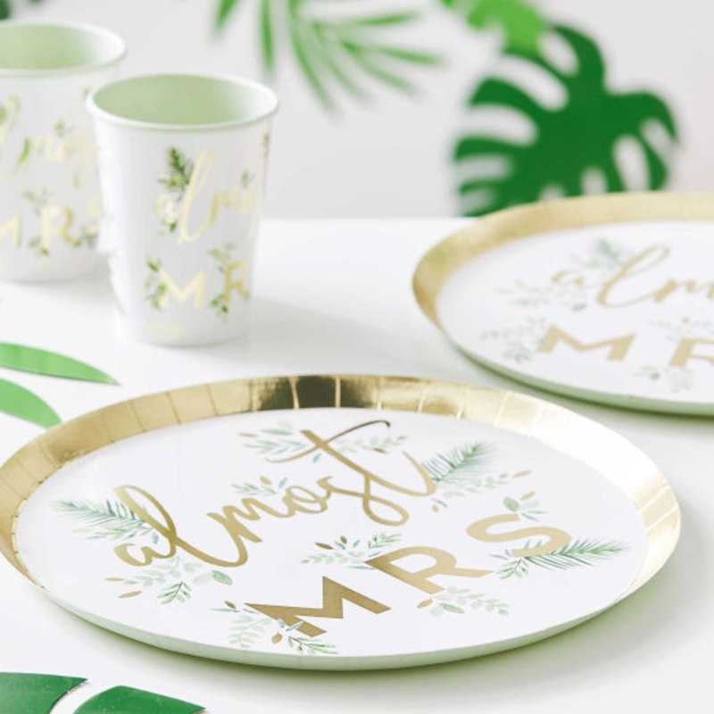 Almost Mrs Gold Foiled Paper Plates |8pk