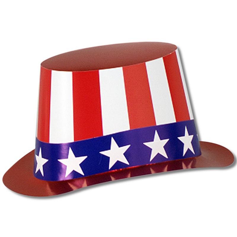 American Red White and Blue Foiled Top Hat