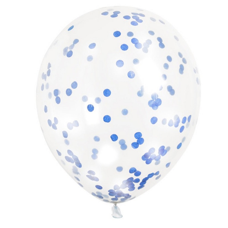 Blue Confetti Filled 12" Balloons- Pack Of 5