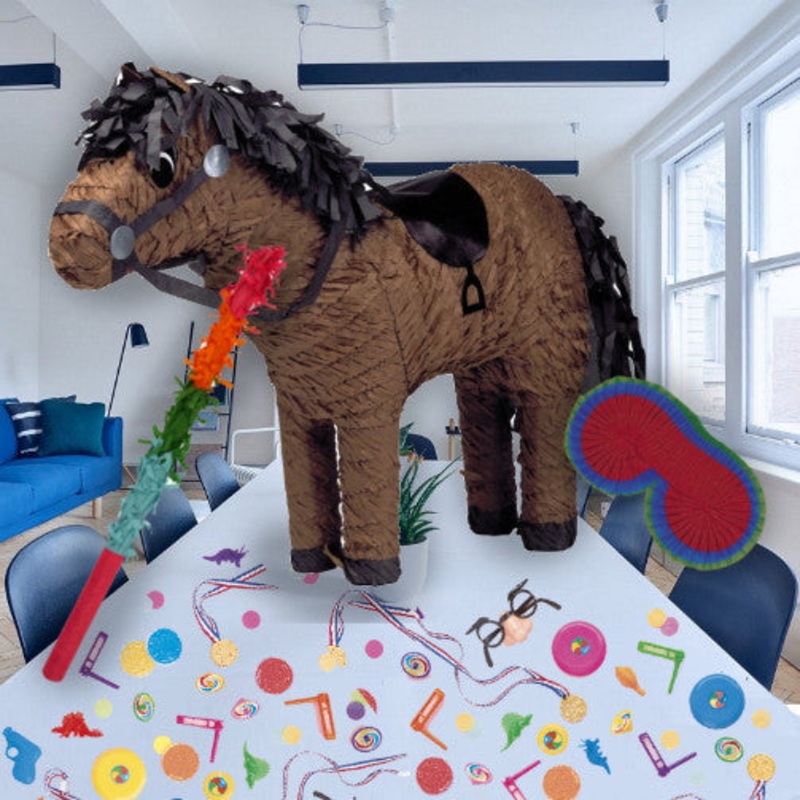 Brown Horse Filled Pinata Kit with Accessories