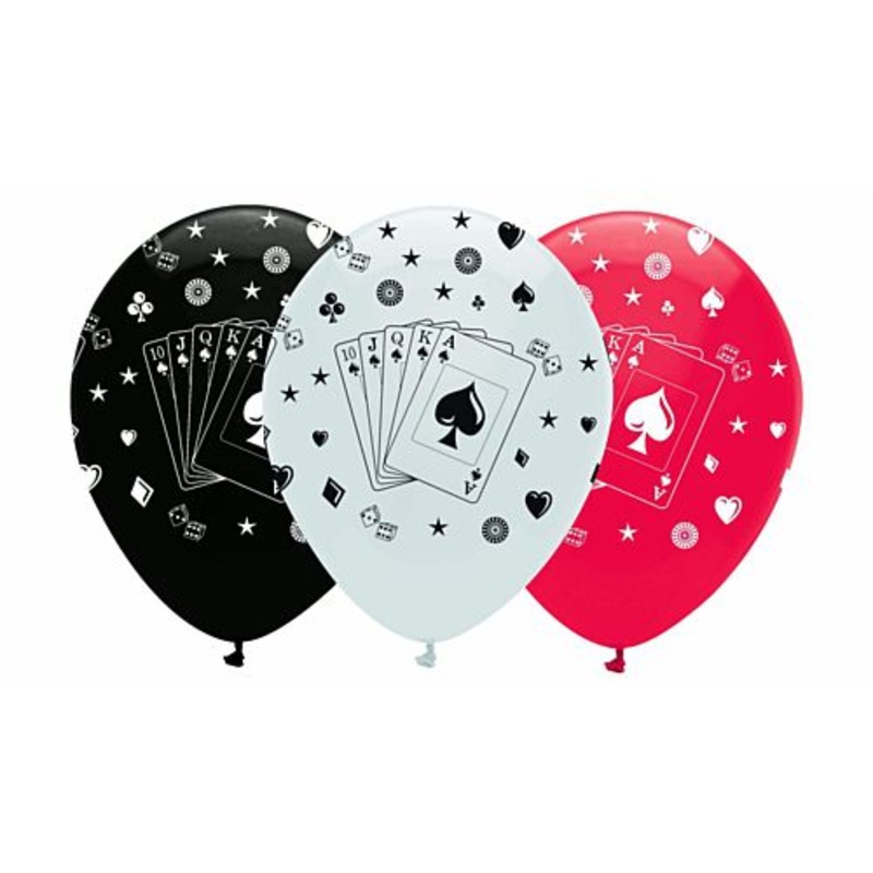 Card Night Latex Balloons - 12" - Pack of 6