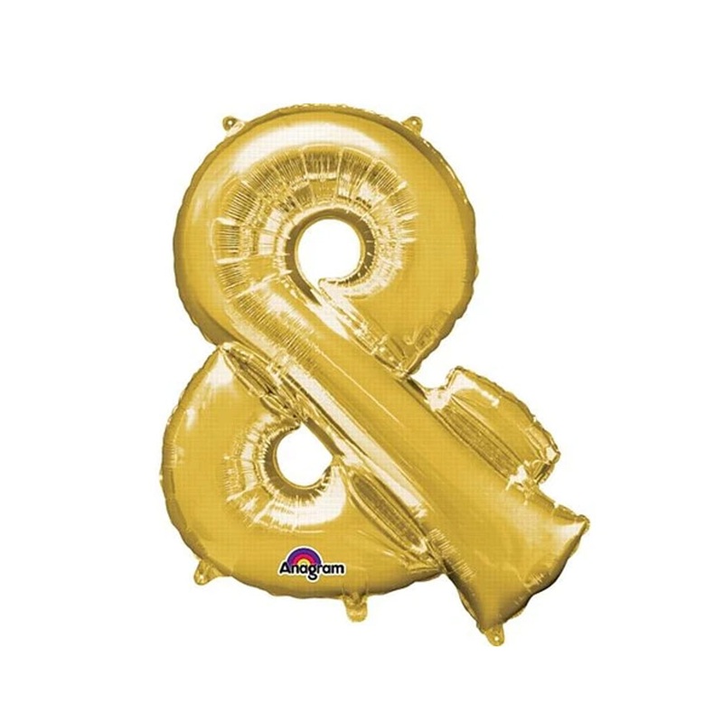 Gold Foil '&' Ampersand Air Filled Balloon - No Helium Required! - 16"