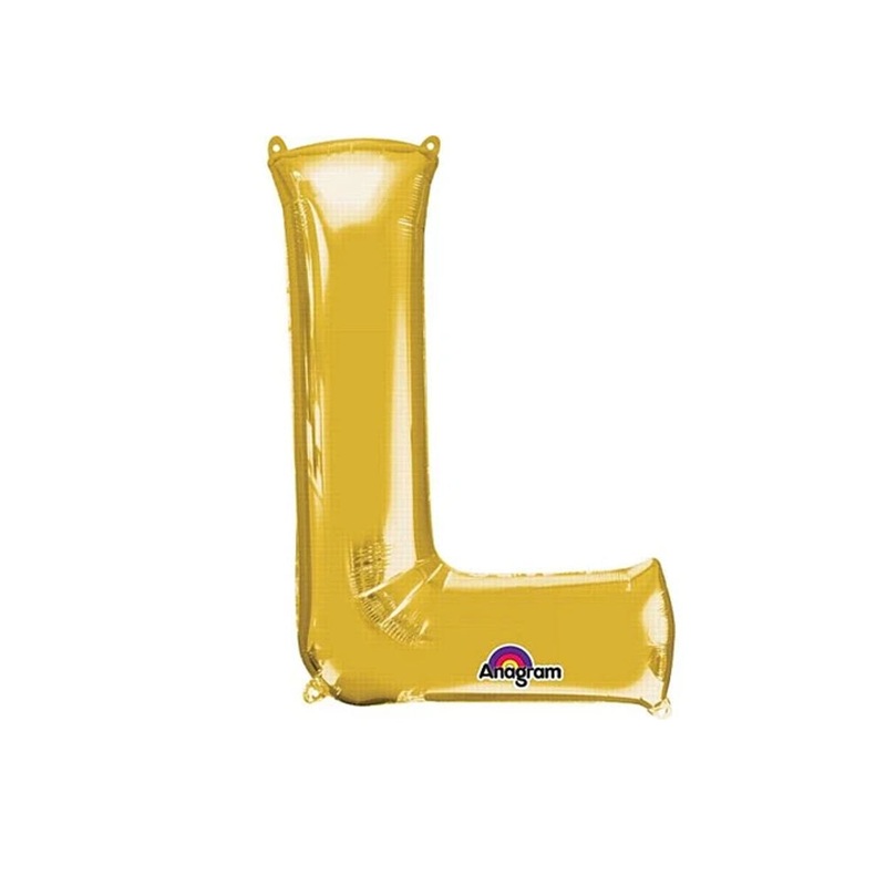Gold Foil Letter 'L' Air Filled Balloon - No Helium Required! - 16"