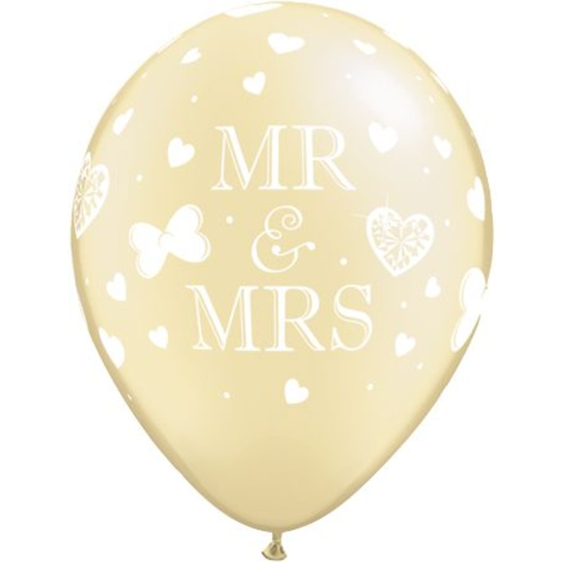 Mr & Mrs Ivory Latex Balloons - 11" - Pack of 10