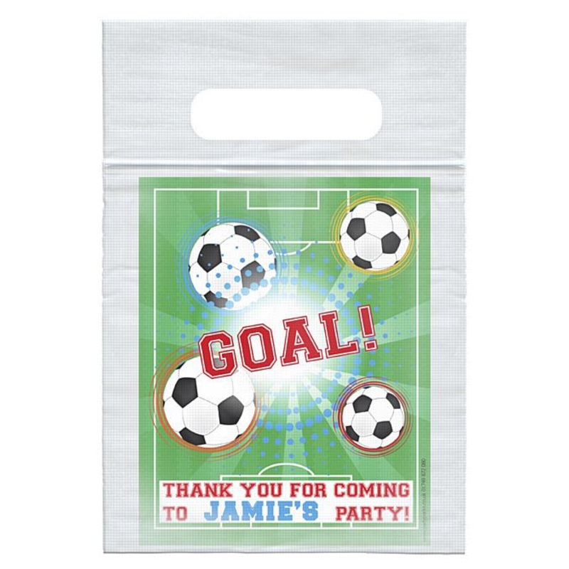Personalised Football Themed Card Insert With Sealed Party Bag - Pack of 8