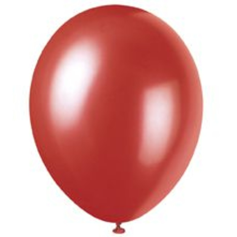 Red Pearlised Latex Balloons - 12'' - Pack of 8