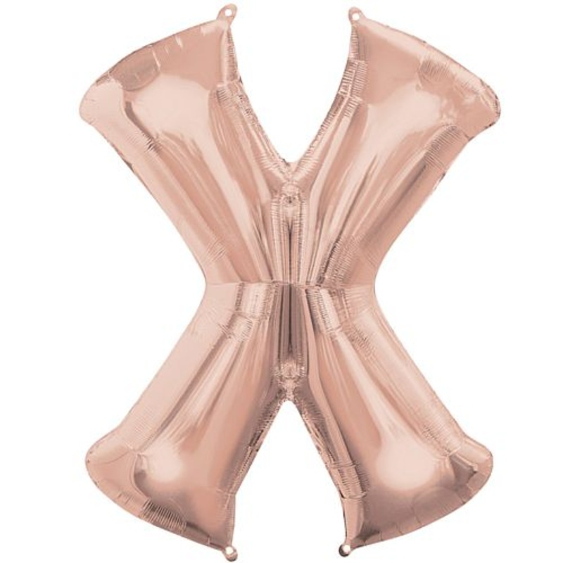 Rose Gold Letter 'X' Air Filled Foil Balloon - No Helium Required! - 16"