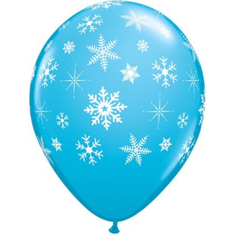 Snowflakes & Sparkles Blue Qualatex Balloons - 11" - Pack of 10