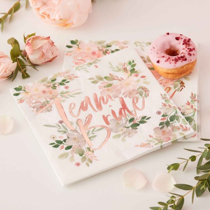 Team Bride Rose Gold Foiled Napkins 16pk