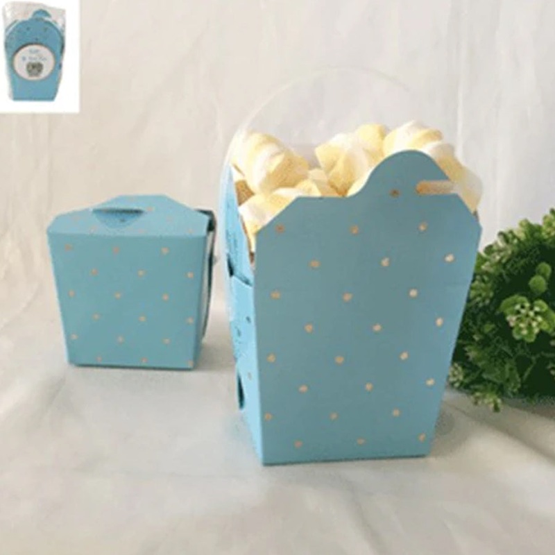 3PK BLUE DOTTY PARTY BOX WITH GOLD FOILED