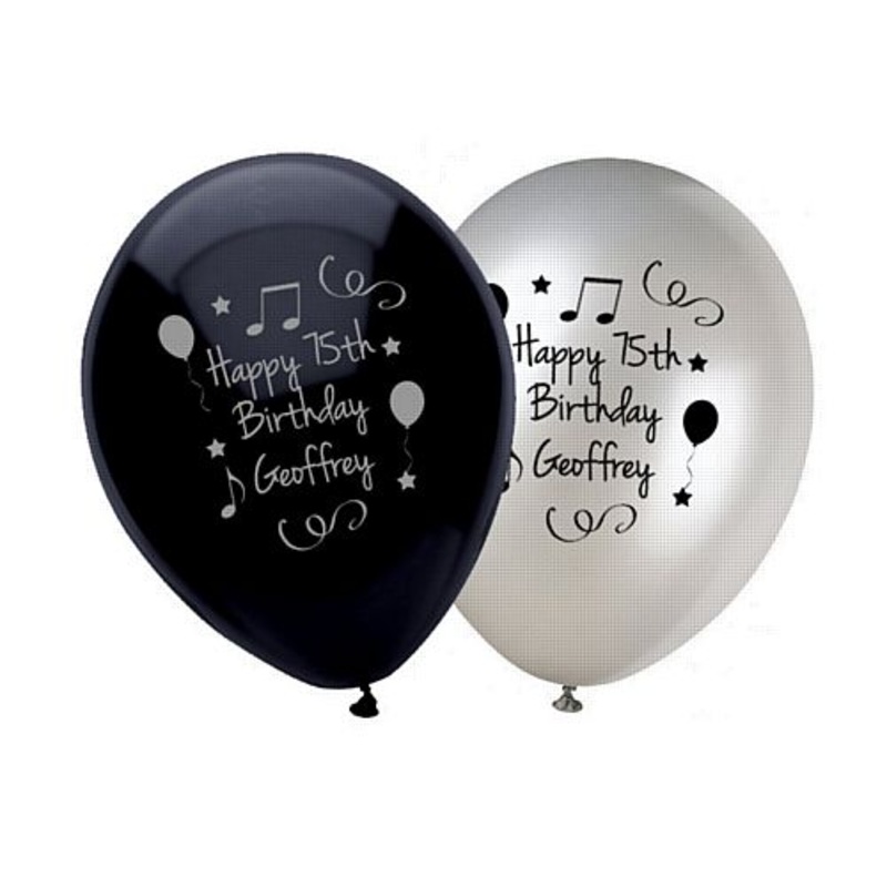 Add Your Name and Age Personalised Balloons - Pack of 50 - Black Birthday
