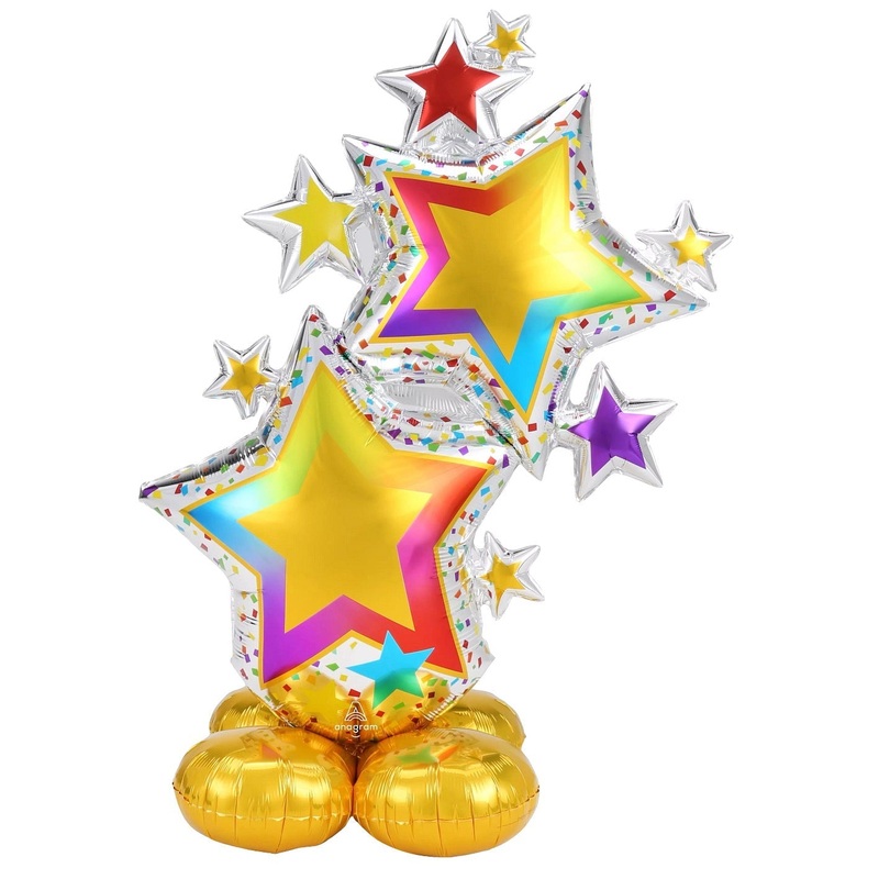 Anagram Colourful Star Cluster Airloonz Foil Balloon 59in (Air-Filled)