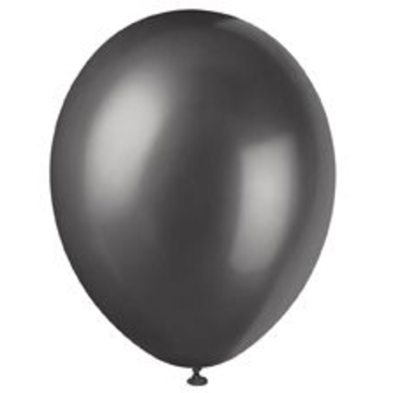 Black Pearlised Latex Balloons - 12'' - Pack of 8