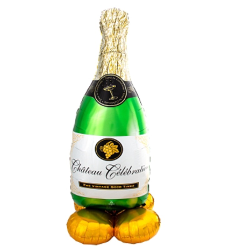 Bubbly Wine Bottle Air-filled Airloonz Foil Balloon 60in