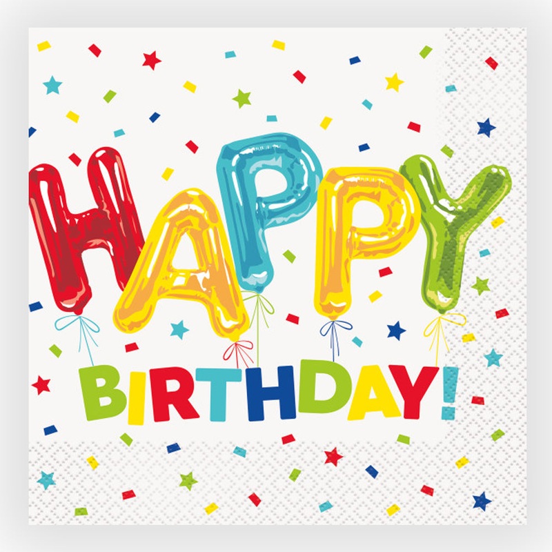 Colourful Balloons Birthday Napkins - Pack of 16
