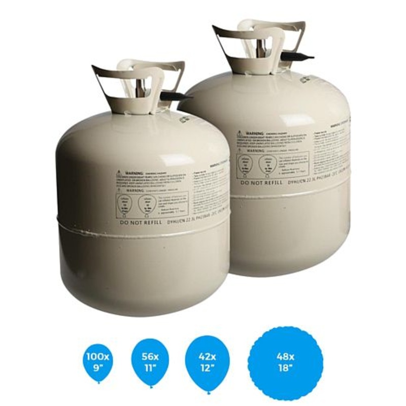 Disposable Helium Balloon Gas Canisters Pack of 2 - Fills up to 100 x 9" Balloons