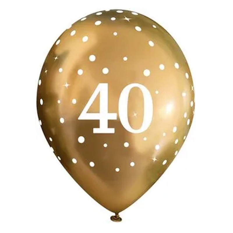 Gold Celebration 40th Birthday Latex Balloons - 11" - Pack of 6