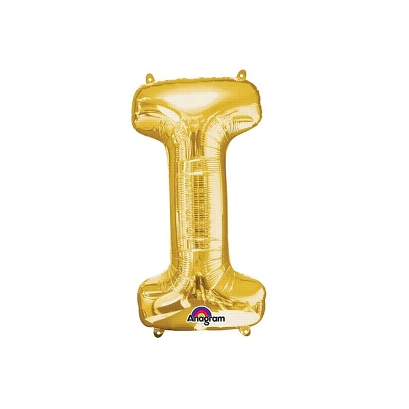 Gold Foil Letter 'I' Air Filled Balloon - No Helium Required! - 16"