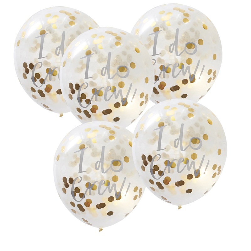 I Do Printed Gold Confetti Balloons - I Do Crew - Pack of 5