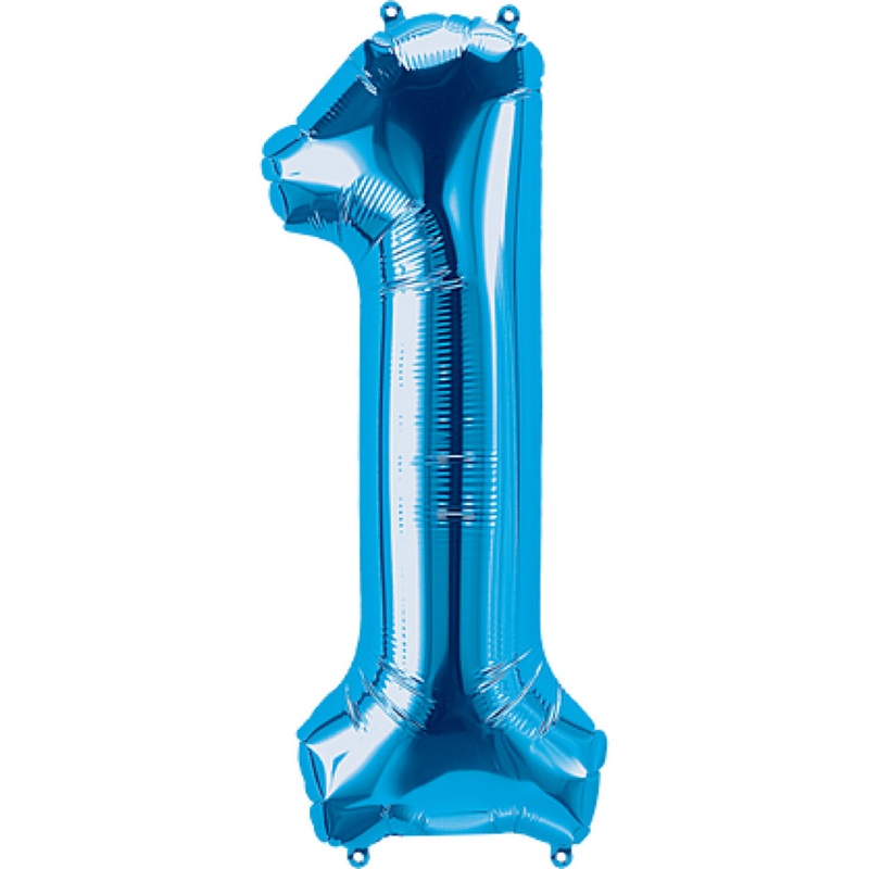 Number "1" Blue Air-Filled Foil Balloon 13.5in