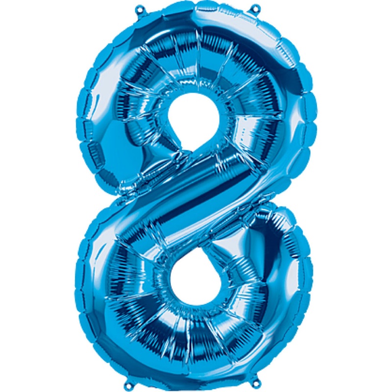 Number "8" Blue Air-Filled Foil Balloon 13.5in