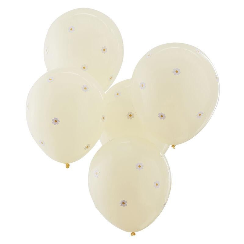 Pastel Yellow & Daisy Easter Balloon Flower Balloons - 12in / 30cm - Pack of 5