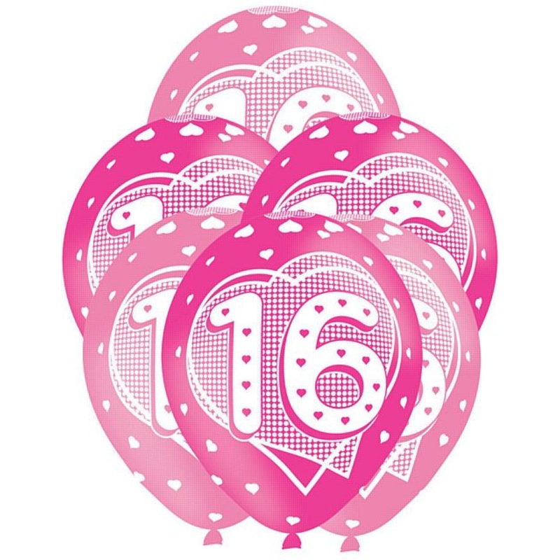 Pink 16th Birthday Balloons 11" - Pack of 6