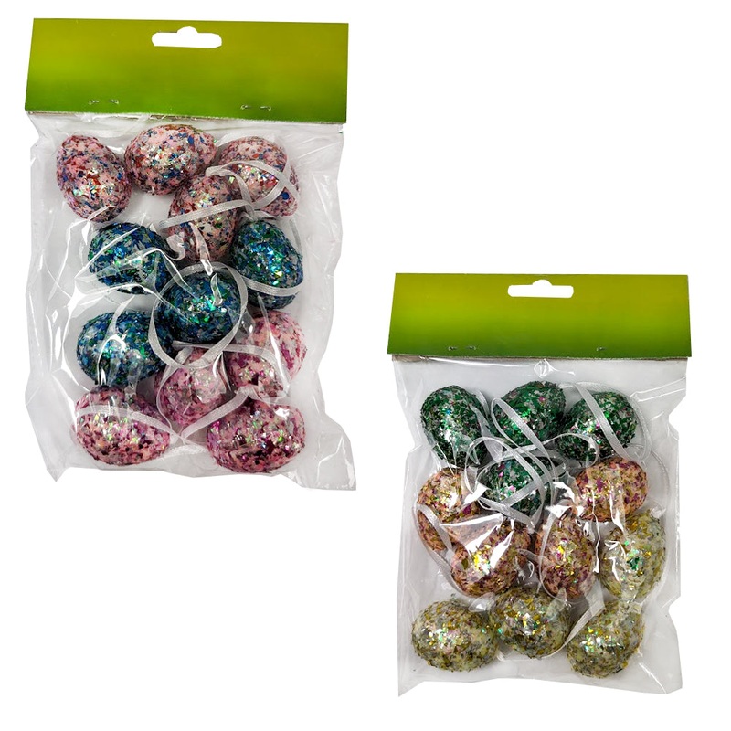 PK/12 SPECKLED GLITTER EGGS IN PBH, 3X 4 CM IN PBH