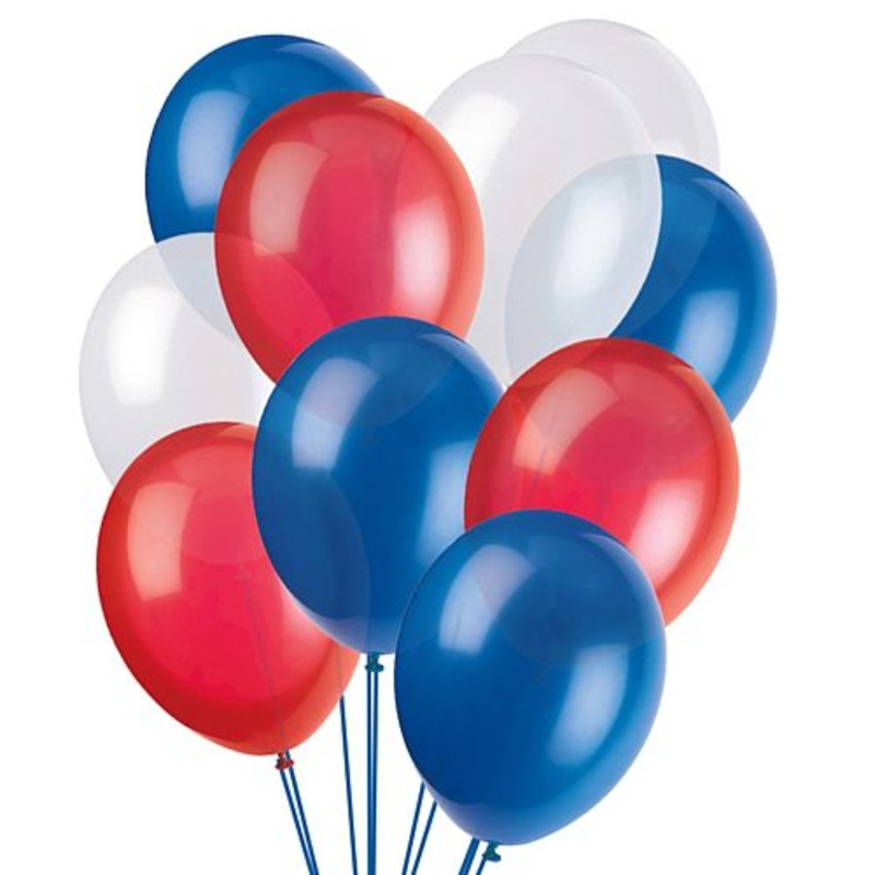 Red, White and Blue Latex Balloons - 9" - Pack of 15