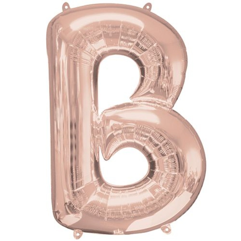 Rose Gold Letter 'B' Air Filled Foil Balloon - No Helium Required! - 16"