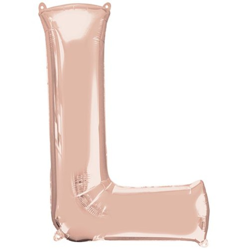 Rose Gold Letter 'L' Air Filled Foil Balloon - No Helium Required! - 16"