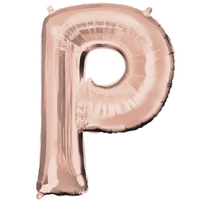 Rose Gold Letter 'P' Air Filled Foil Balloon - No Helium Required! - 16"