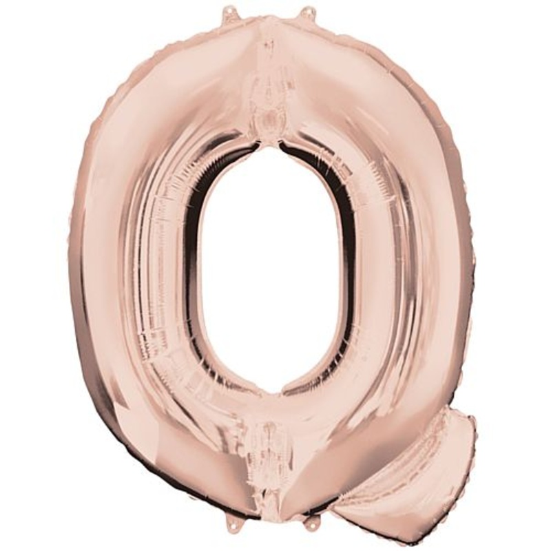 Rose Gold Letter 'Q' Air Filled Foil Balloon - No Helium Required! - 16"