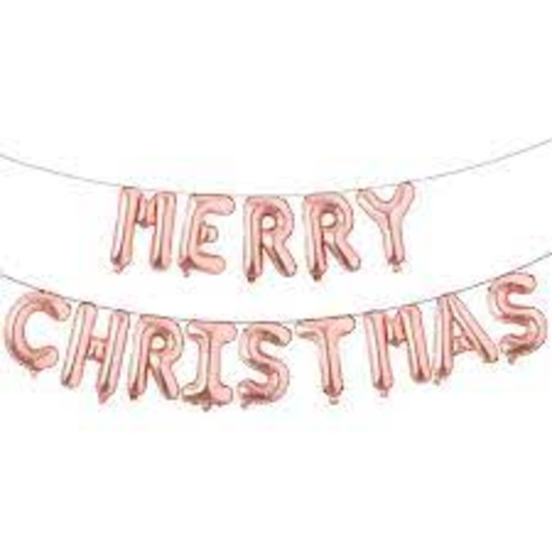 Rose Gold "Merry Christmas" Air-Filled Foil Balloon 13in