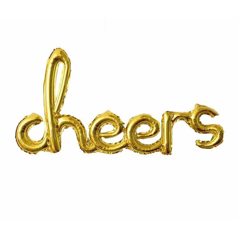 Word "Cheers" Gold Die Cut Air-Filled Foil Balloon 18in x 37in / 46cm x 96cm