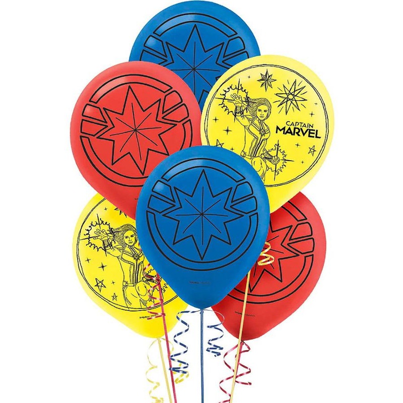 Captain Marvel Round Latex Balloon - 12in / 30cm - Pack of 6